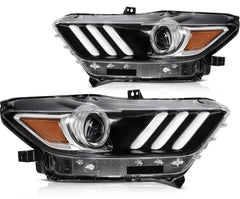 Left+Right Headlights Assembly For 2017-2015 Ford Mustang Clear Lens 6B93BC-57