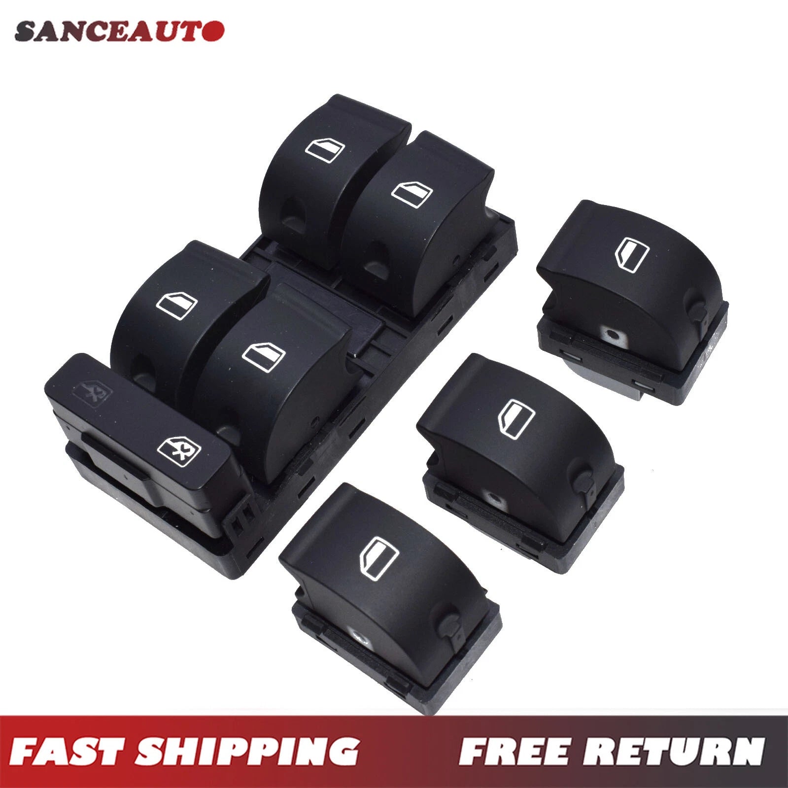 For Audi A4 B6 B7 RS4 Seat Exeo Master Passenger Powert Window Switch Button 4PC 6B93BC-57