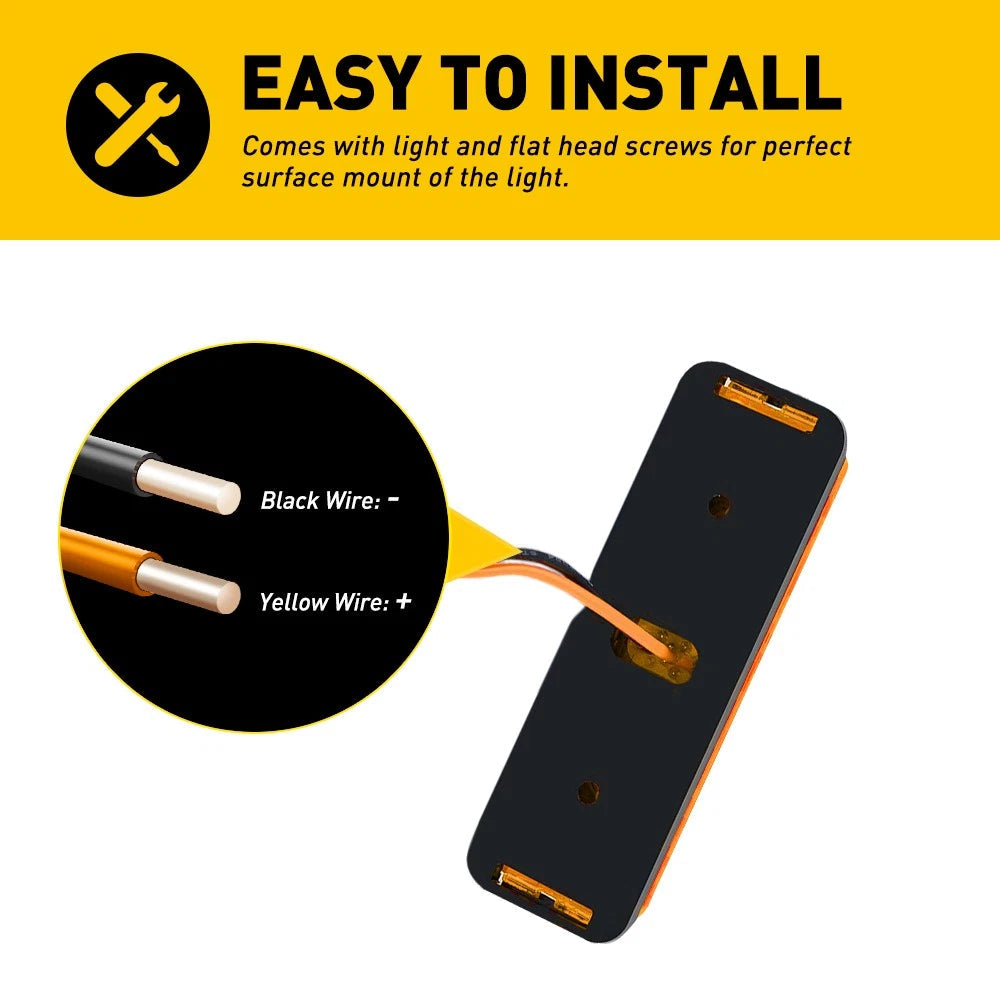 8x 3LED Side Marker Lights Amber Clearance Light Truck RV Trailer 12V Waterproof 6B93BC-57
