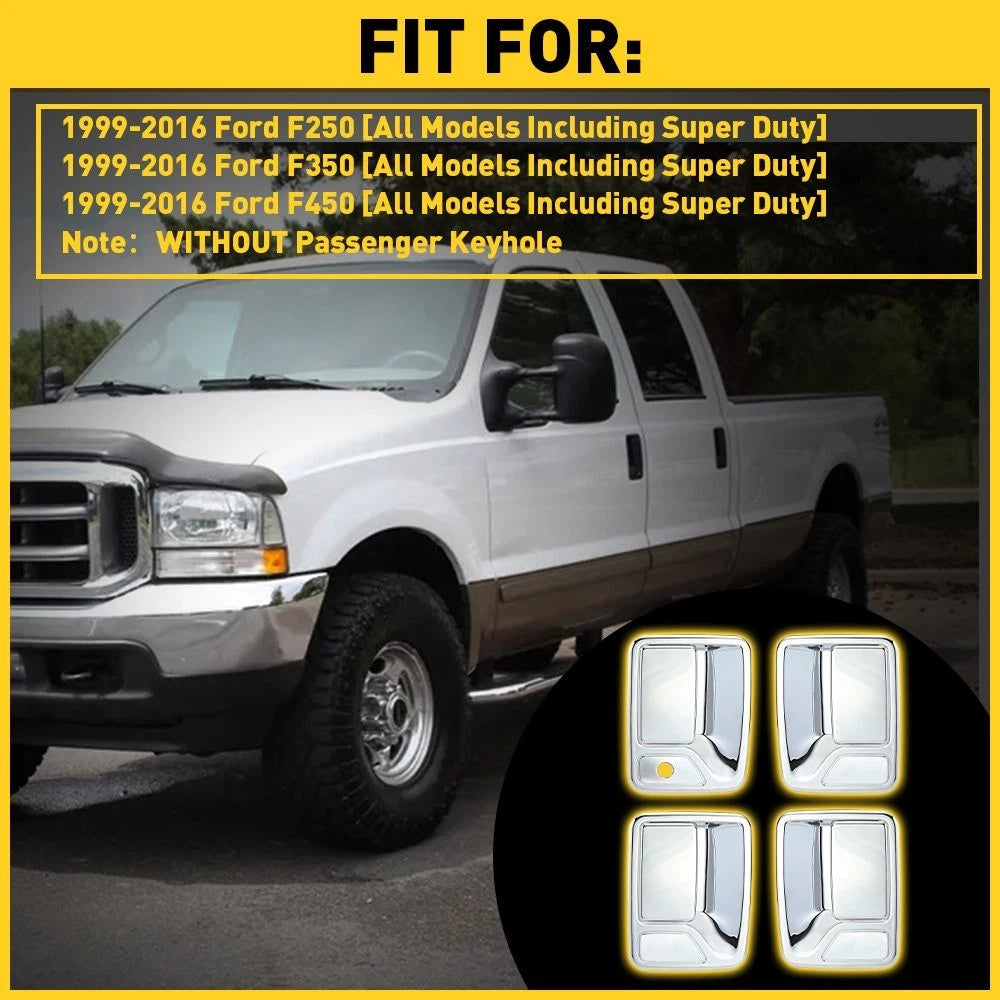 For 99-14 2015 16 FORD F250-F550 Crew CHROME Cab Door Handle COVERS W/O PSKH EOA 6B93BC-57