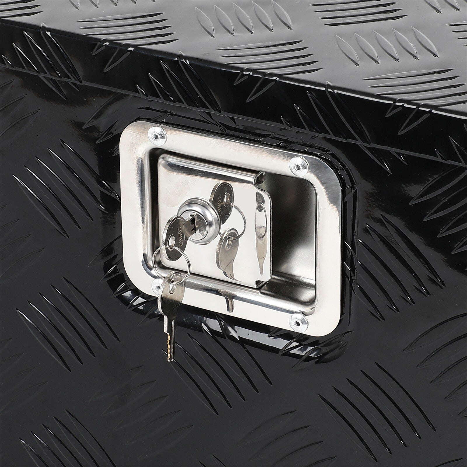 48"X15"X15" BLACK ALUMINUM PICKUP TRUCK TRUNK BED TOOL BOX TRAILER STORAGE+LOCK 6B93BC-57