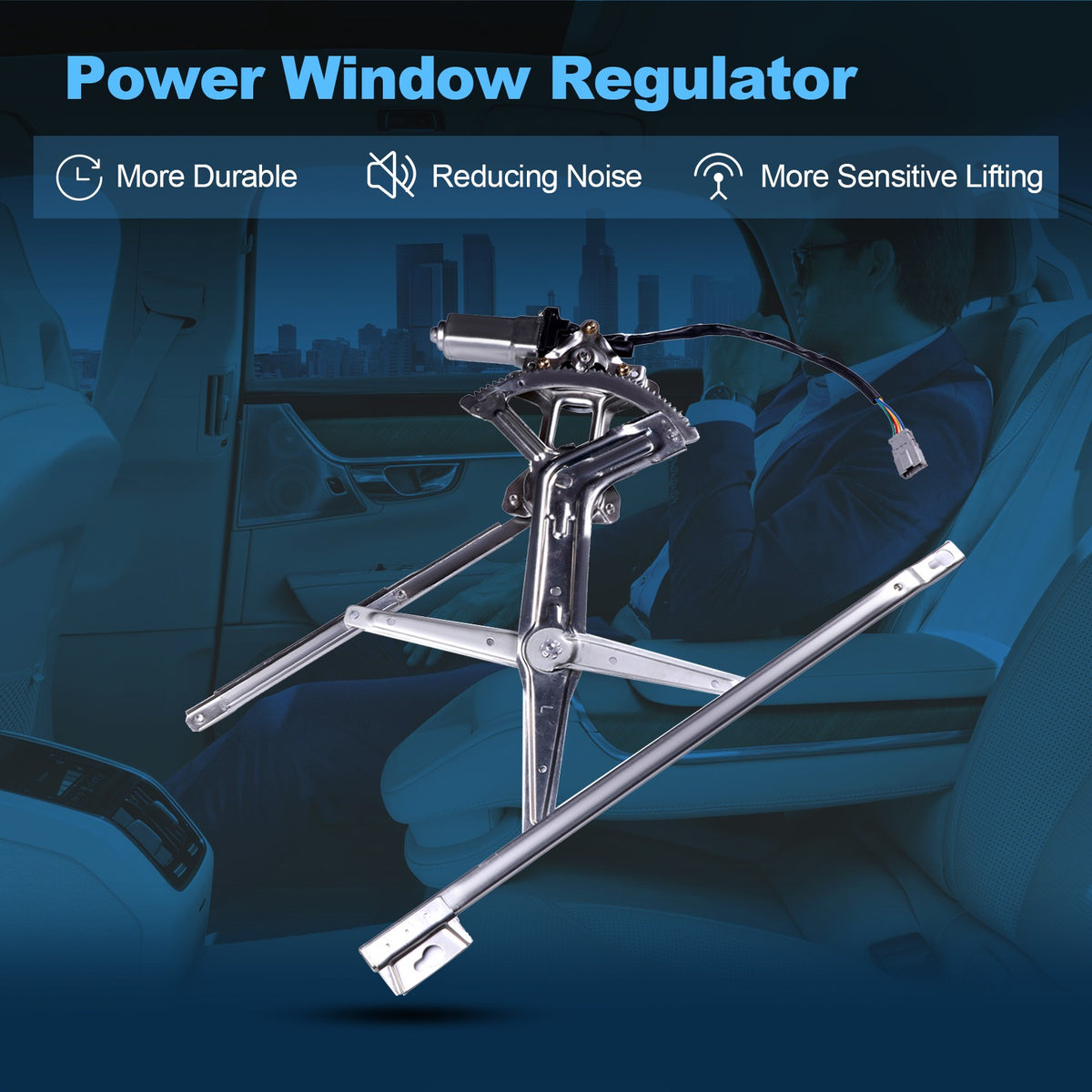 For 1990-1993 Honda Accord 4 Door Front Left Power Window Regulator With Motor