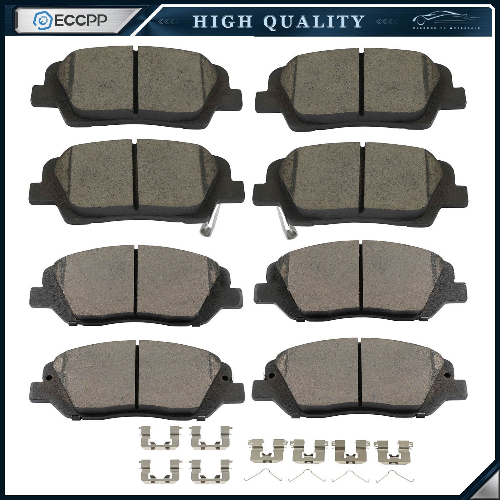 8PCS Front Rear Ceramic Brake Pads Kit For Hyundal SANTA FE XL 2017 2018 2019 6B93BC-57