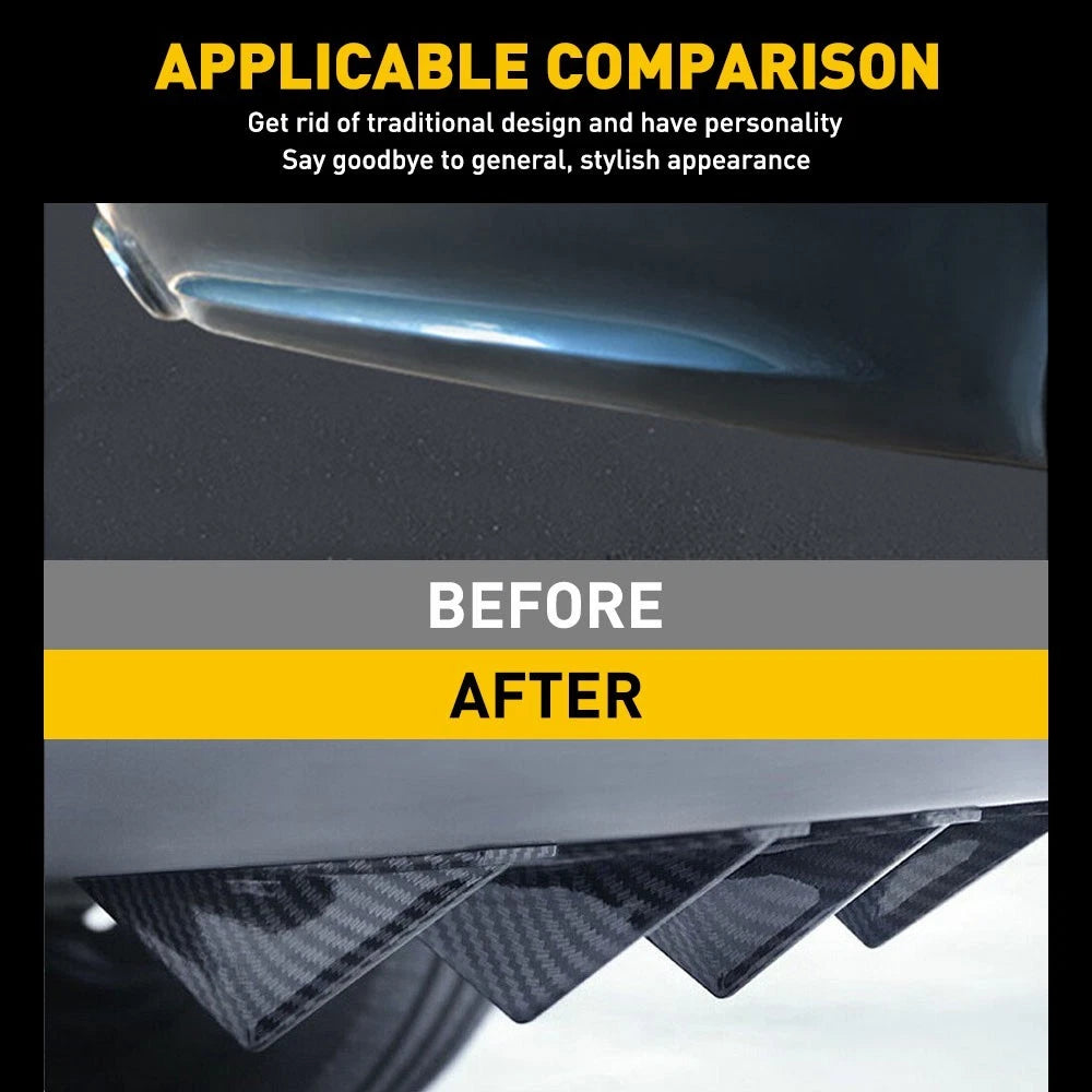 Universal 4x Car Rear Shark Fins Lower Bumper Splitter Diffuser Lip Carbon Fiber 6B93BC-57