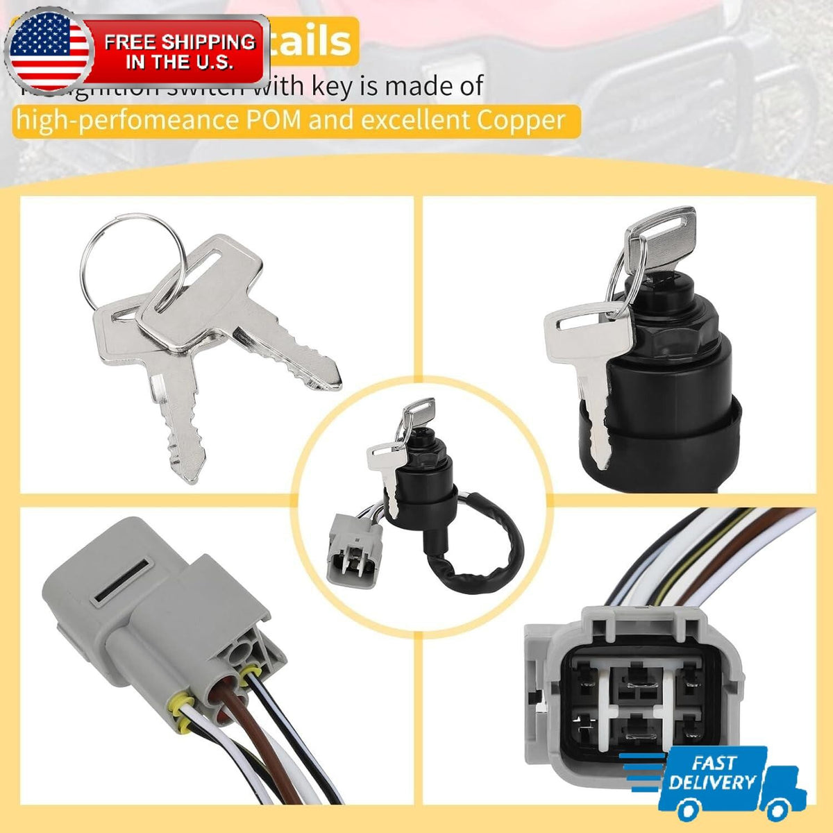 Ignition Switch 27005-1244 For 2001-2008 Kawasaki Mule 3000 3010 3020 US Stock