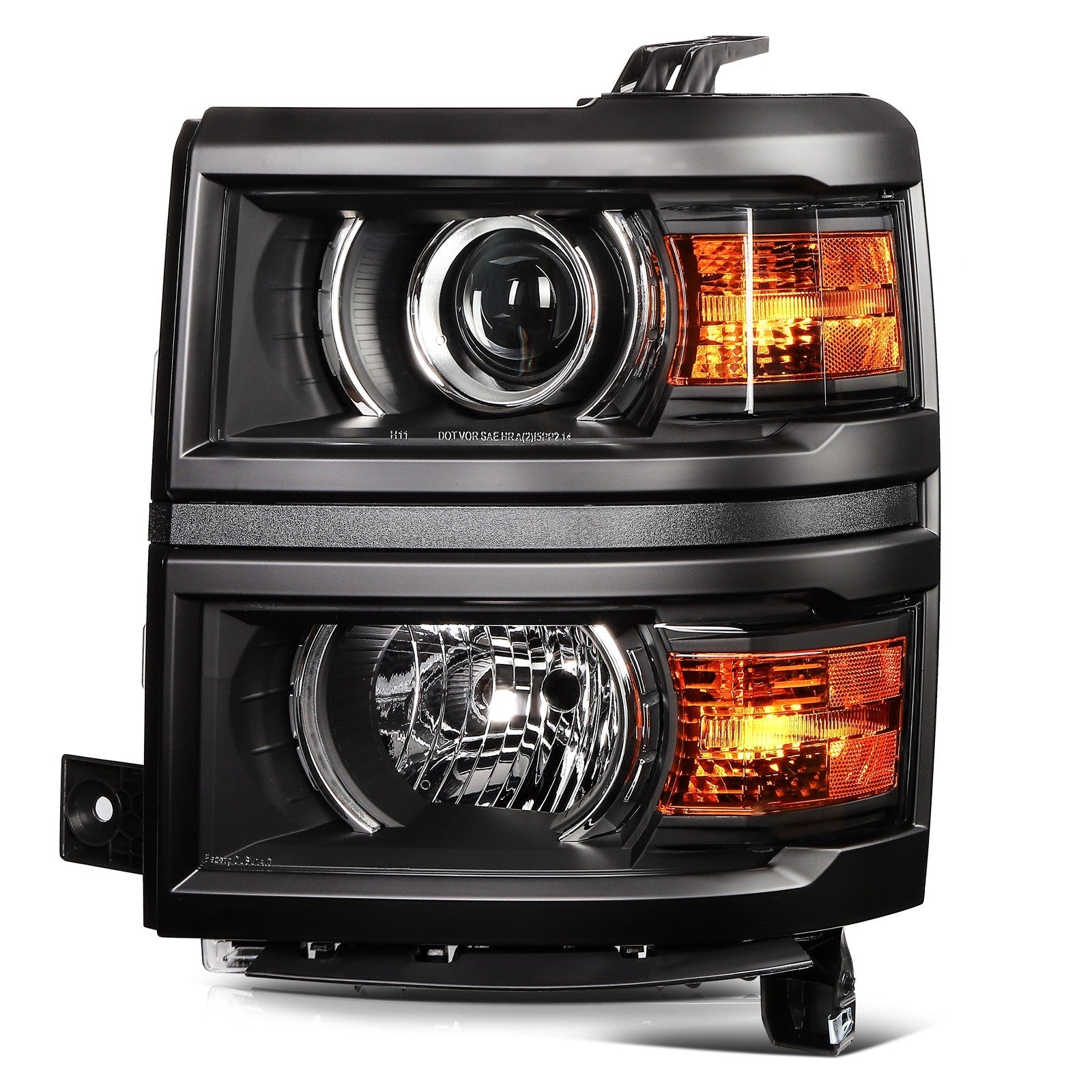 Headlights Assembly For Chevy Silverado 1500 2014-2015 Black Housing w/Projector 6B93BC-57