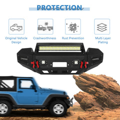 Steel Complete Front Bumper Winch w/ Light Bar D-ring For 2004-2008 Ford F-150