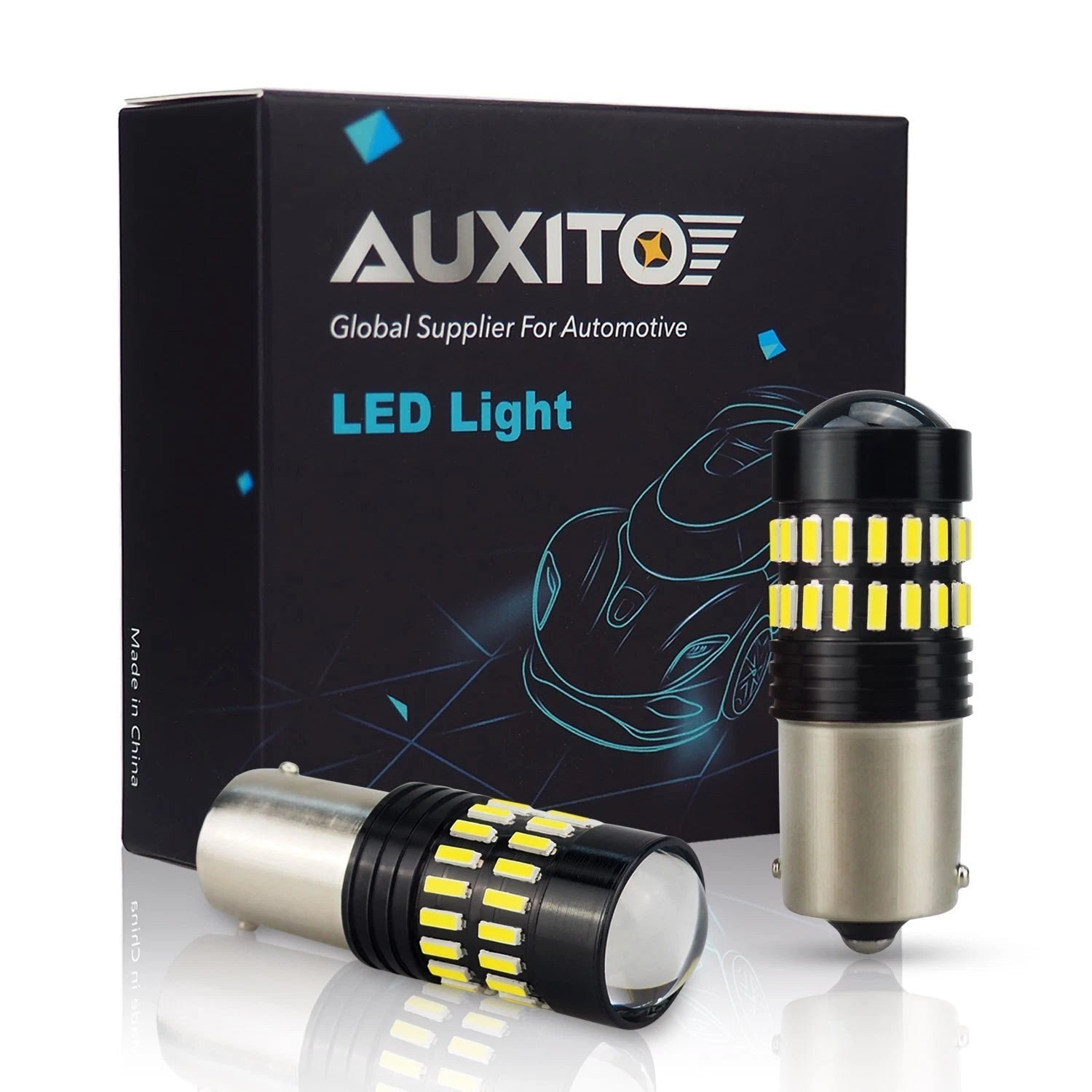 4X AUXITO BA15S 1156 P21W 7506 Reverse Back Up Light Super White LED Bulb 48H A AUXITO