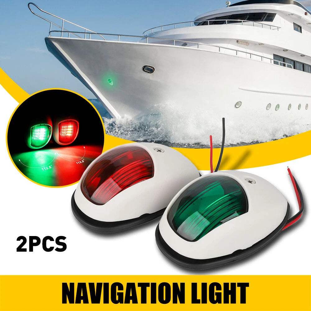 2x LED Navigation Lights Nav Lamp Side Mount Port Starboard Marine Yacht Boat 6B93BC-57