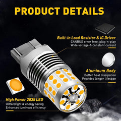 AUXITO 7440 Amber Yellow LED Turn Signal Light Bulbs Canbus Anti Hyperflash Bulb AUXITO