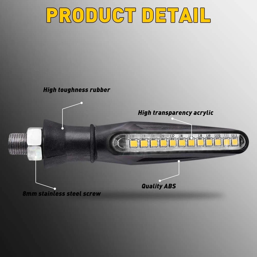 Black Universal Motorcycle 12 LED Turn Signal Blinker Indicator Amber Light 6B93BC-57