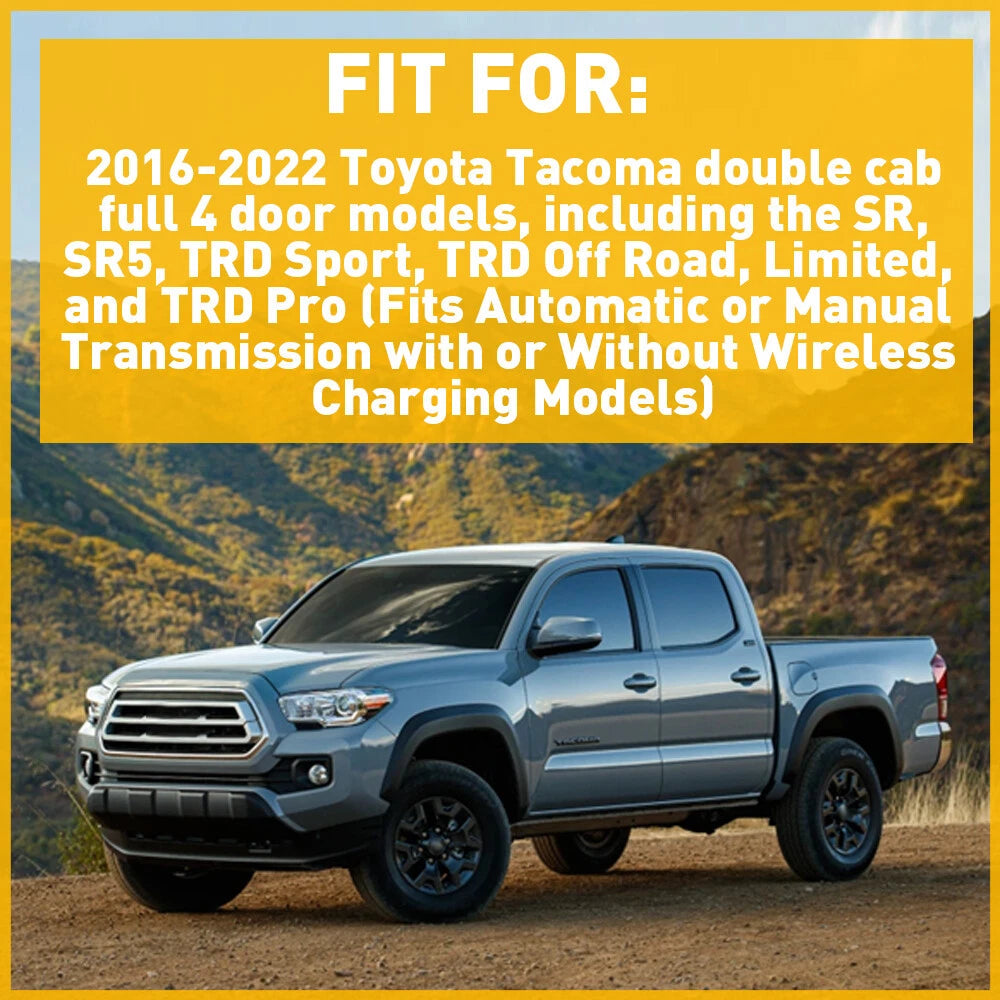 For 2016-2021 Toyota Tacoma Cup and Door Center Console Liner Insert Black Trim 6B93BC-57