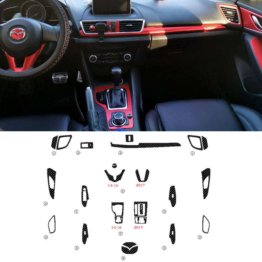 Interior Center Console Carbon Fiber Molding Sticker For Mazda 3 Axela 2014-2018