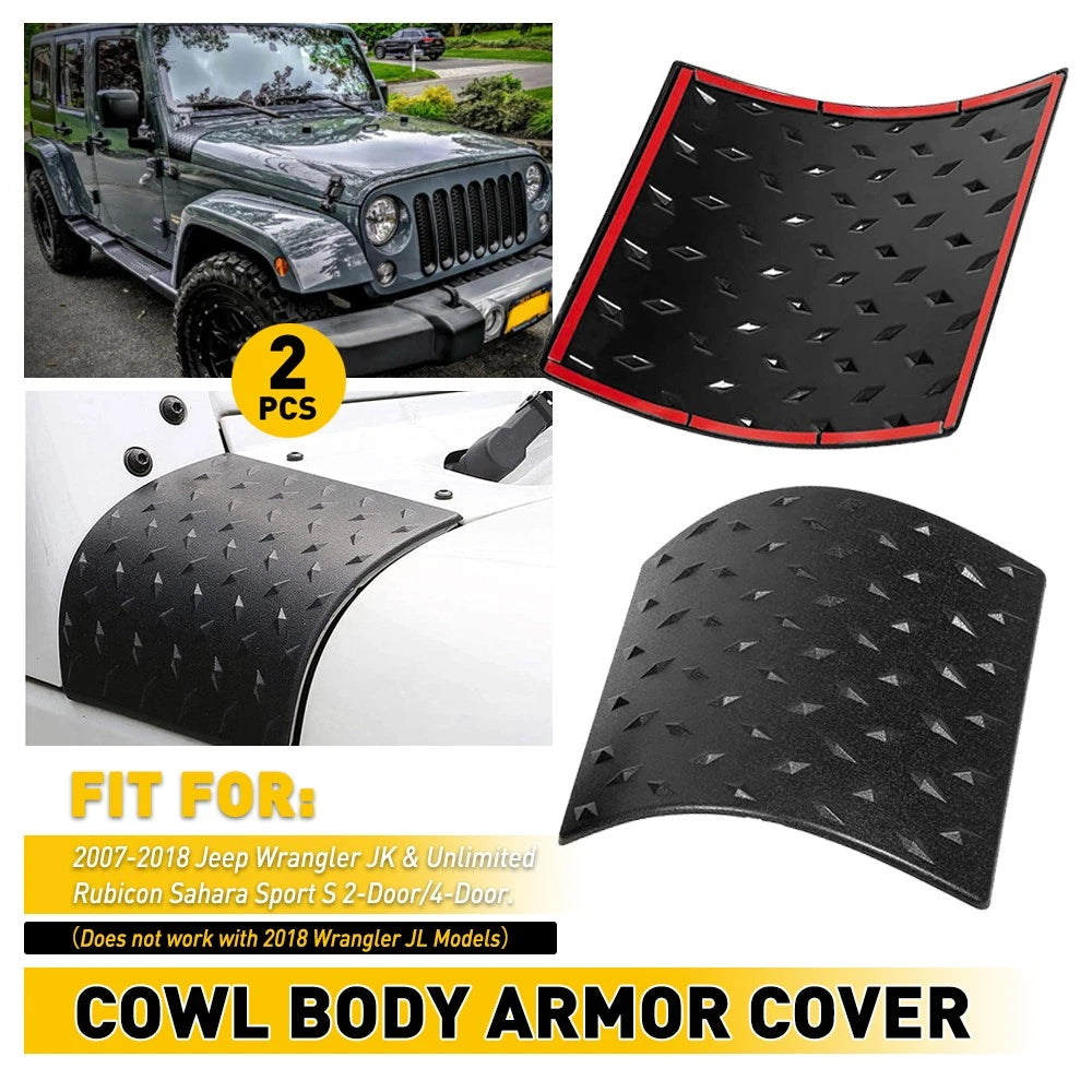 EBE Cowl Body Armor Cover Trim Exterior Accessories for 2007-18 Jeep Wrangler JK 6B93BC-57