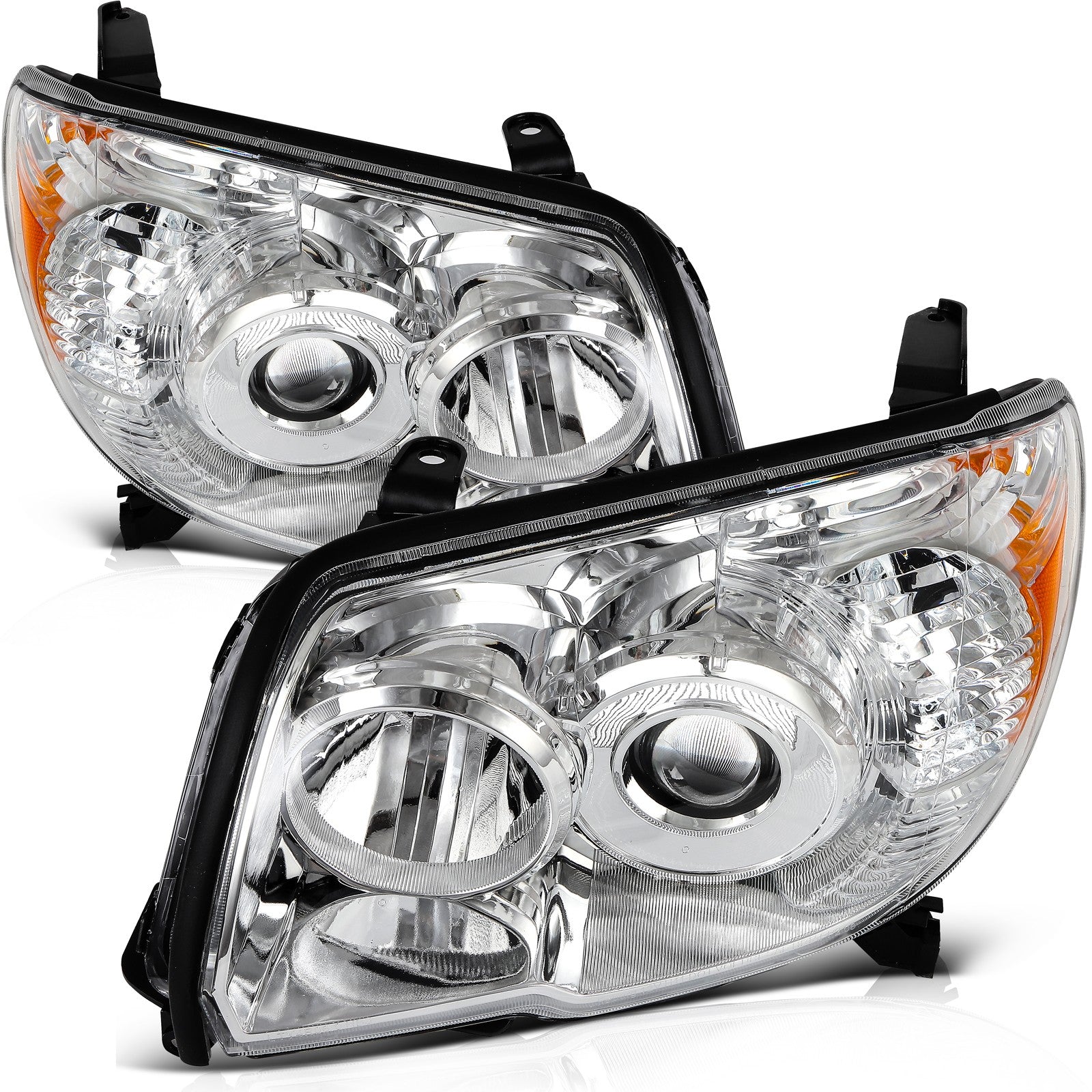 ECCPP Headlights Assembly For Toyota 4Runner 2006-2009 Pair Kit Chrome Amber 6B93BC-57