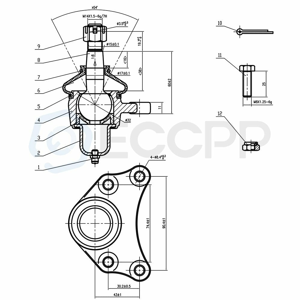 Fits 1989 - 1995 Toyota Pickup 2WD 4PCS Front Upper & Lower Ball Joints Kit 6B93BC-57