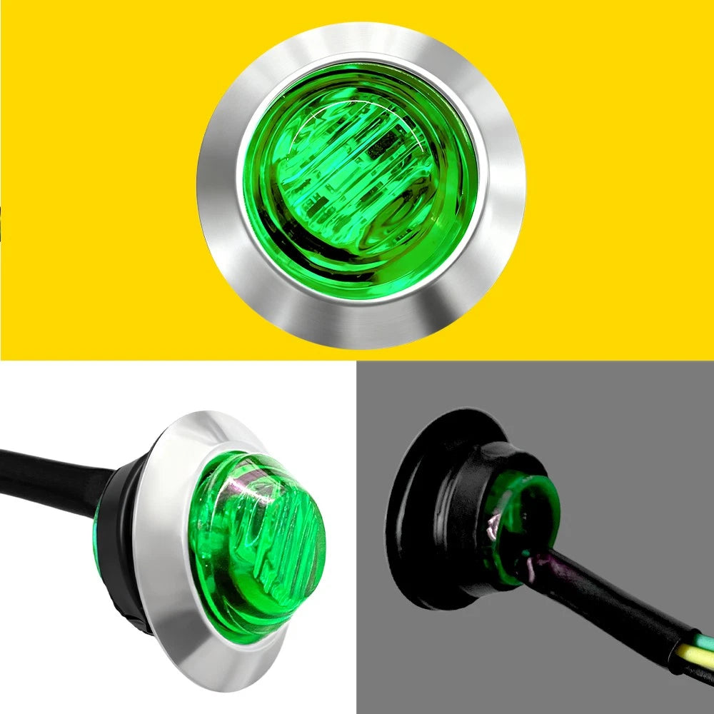 20X Green 3/4" Round LED Bullet Clearance Side Marker Lights Truck Trailer EOA 6B93BC-57
