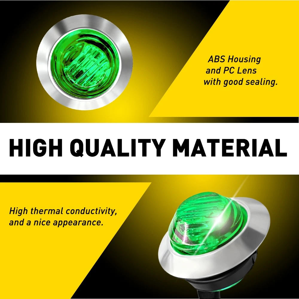 20X Green 3/4" Round LED Bullet Clearance Side Marker Lights Truck Trailer EOA 6B93BC-57