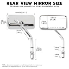 Rectangle Rear view Mirrors For Harley Cruiser Bobber Chopper Softail Sportster