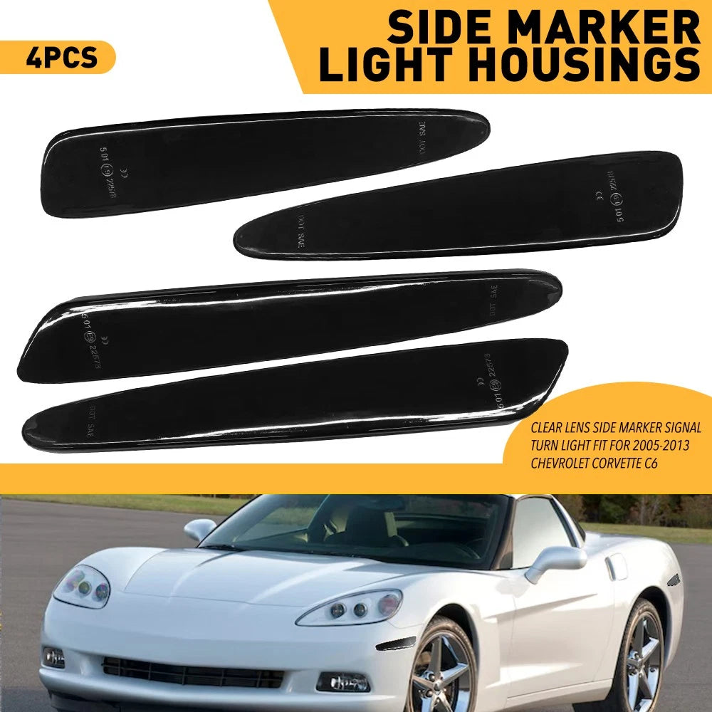 For 2005-2013 Chevrolet Corvette C6 Smoked Front & Rear Side Marker Lights 4PCS 6B93BC-57