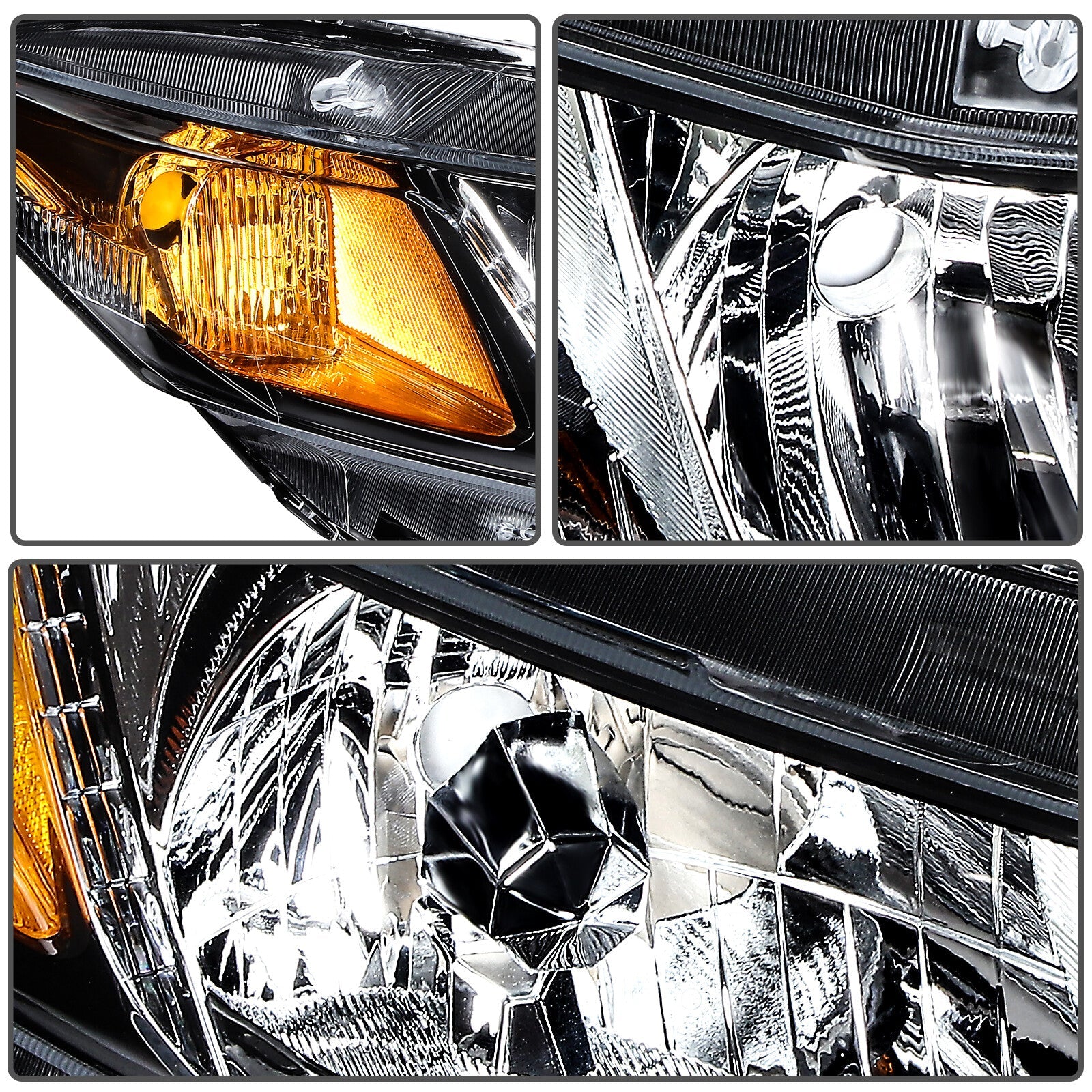 For 2012-2013 Honda Civic 2Dr/2012-2015 4Dr Black Left+Right Headlights Assembly 6B93BC-57