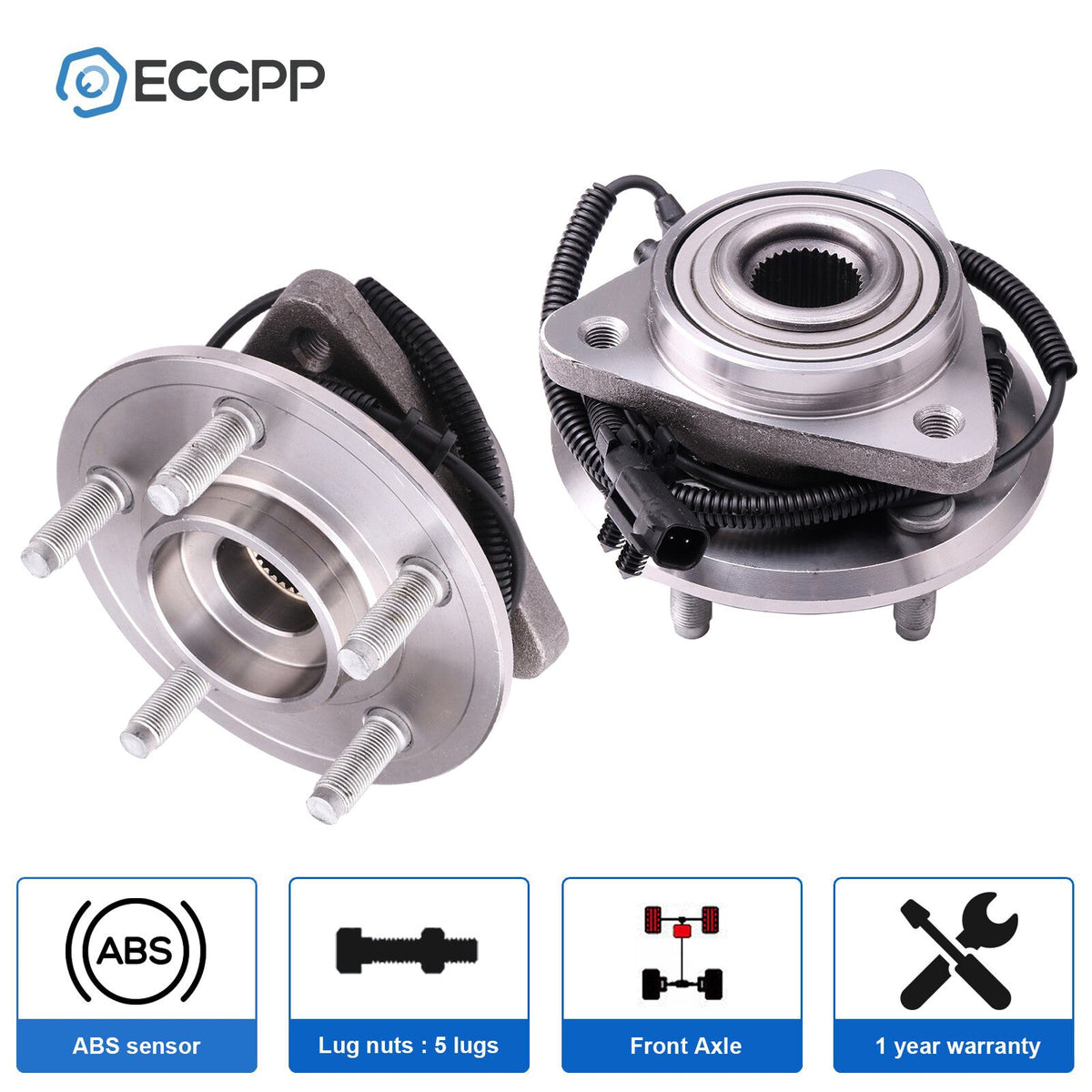 2Pcs Wheel Hub Bearings Front For 2008 2009-2011 Jeep Liberty Dodge Nitro W /ABS 6B93BC-57