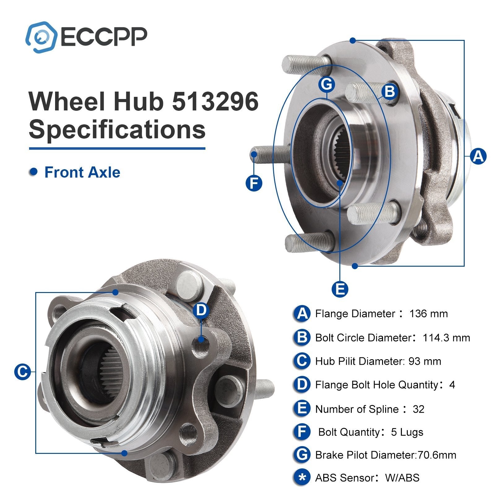 1Pc Wheel Hub Bearing Front For Nissan Altima Maxima Murano Pathfinder Quest 6B93BC-57