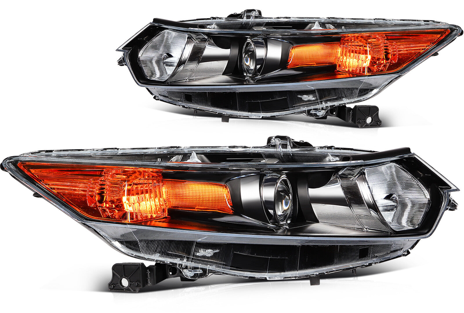 Left+Right Headlights Assembly For 2009-14 Acura TSX Black Housing Headlamp 6B93BC-57