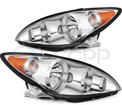 ECCPP Headlights Assembly For Toyota Camry 2.4L 3.0L 2005-2006 Pair Chrome Amber 6B93BC-57