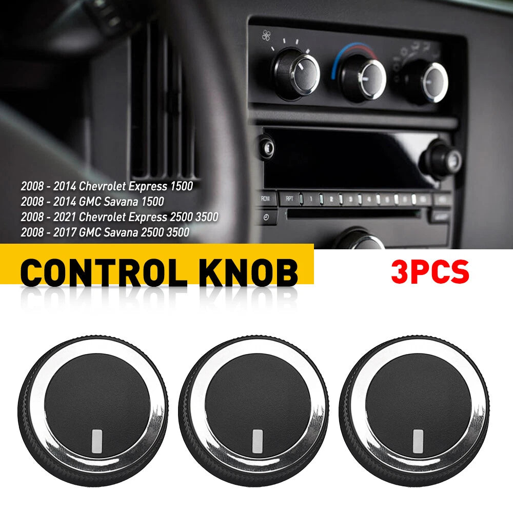 3pcs AC Climate Fan Control Knob For GMC Savana Chevrolet Express 1500 2500 3500 6B93BC-57