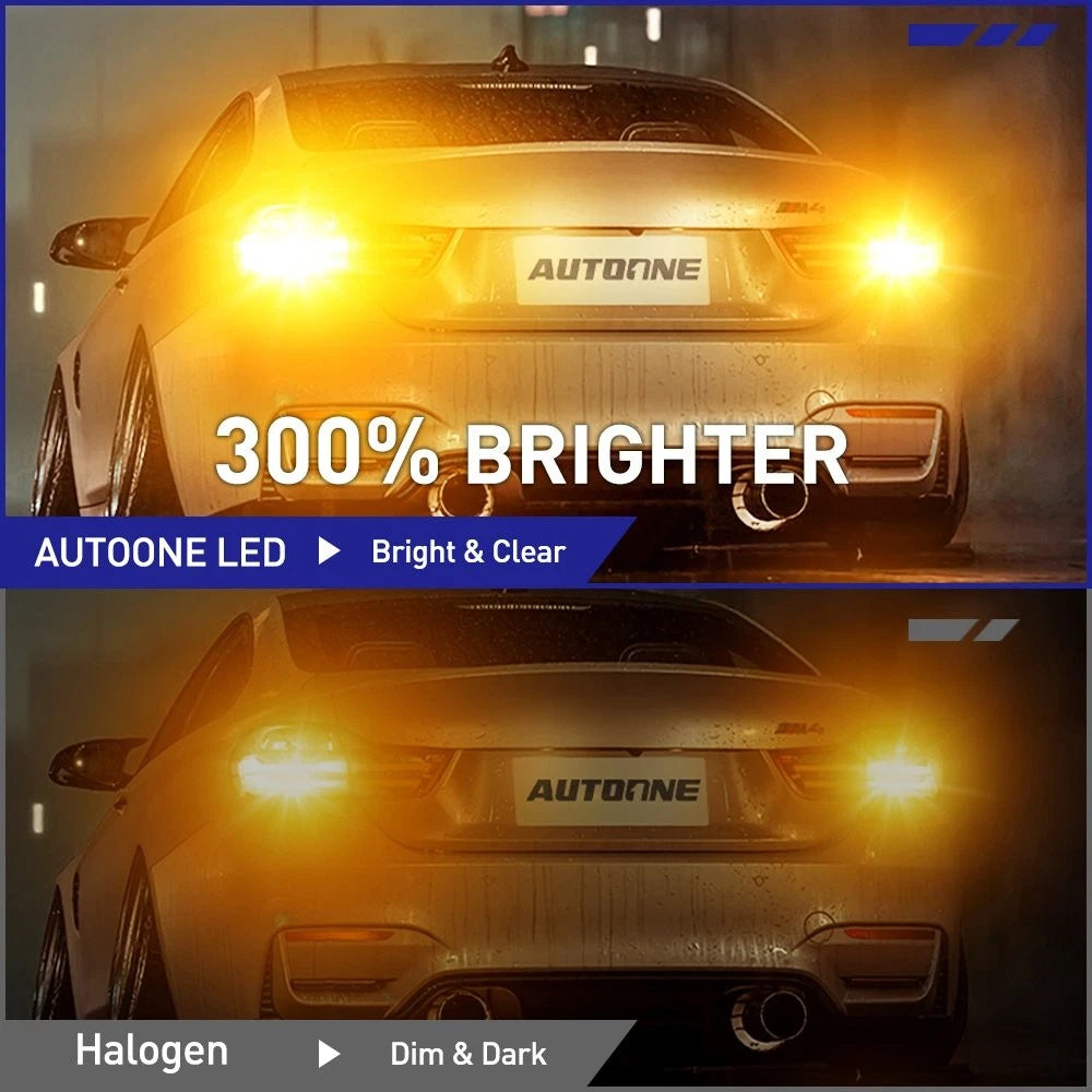 2X AUTOONE 1156 Amber LED Turn Signal Light Bulb Error Free Anti Hyper Flash EOA AUTOONE