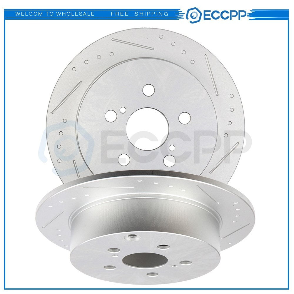Rear Slot Brake Rotors Pair FOR 2003-2006 Pontiac Vibe 2000-2005 Toyota Celica 6B93BC-57