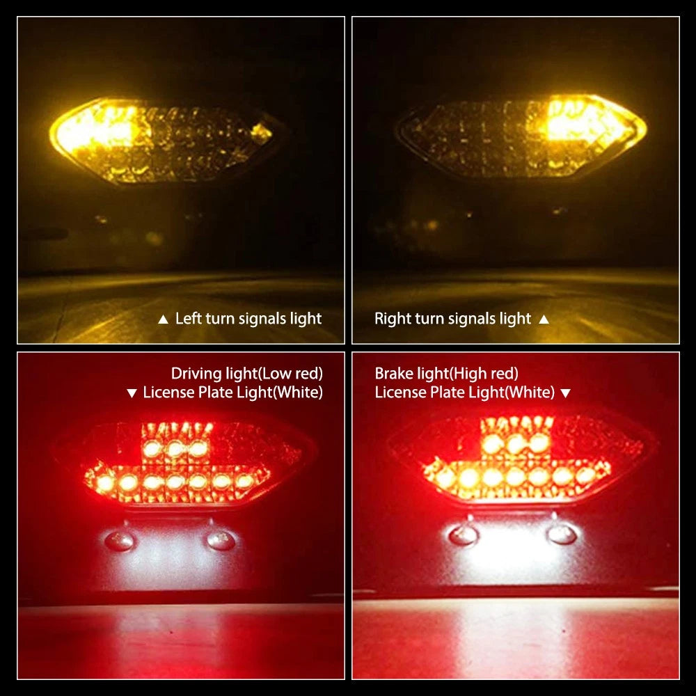 Motorcycle 16 LED ATV Tail Turn signal Brake License Plate Integrated Light US 6B93BC-57