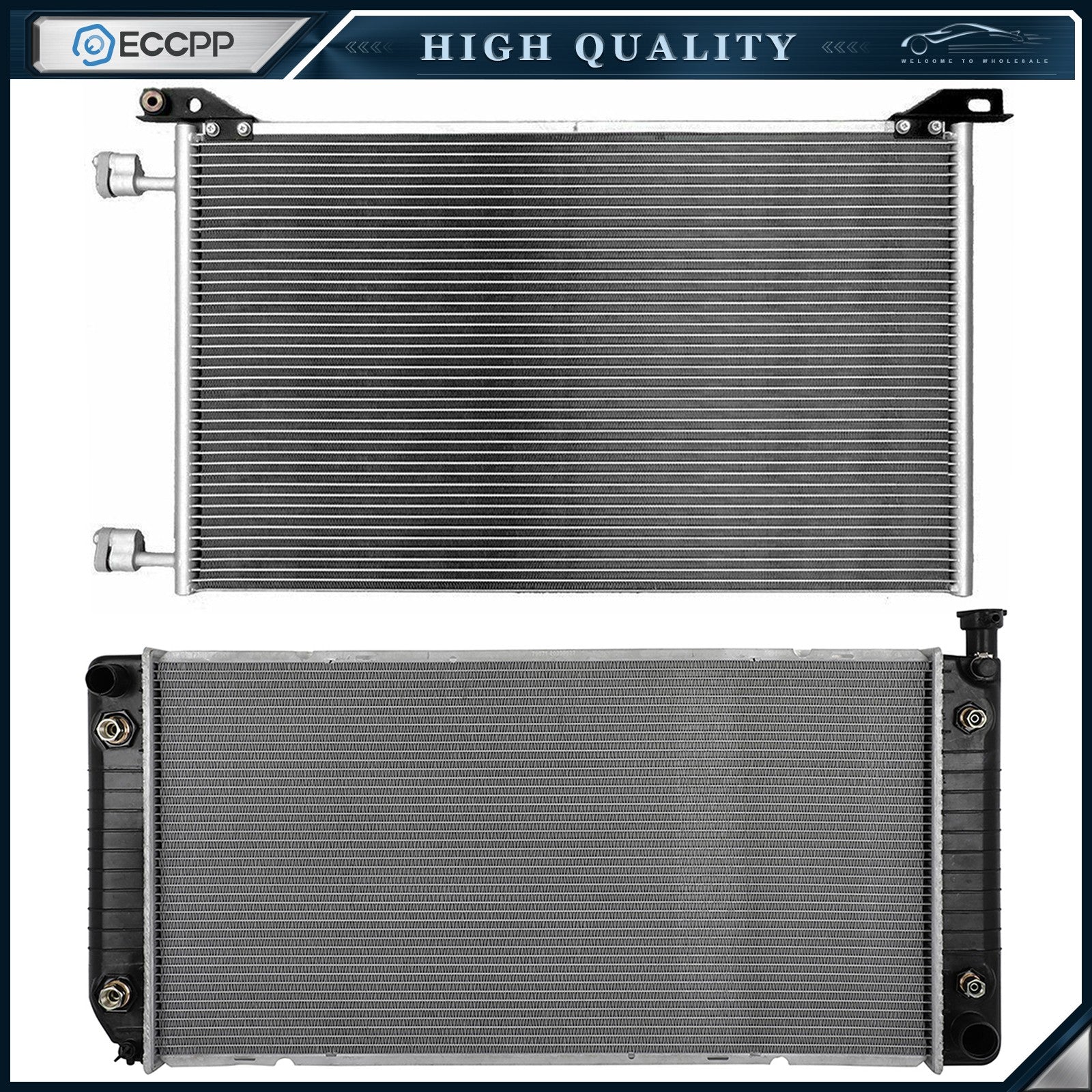 Aluminum Radiator & AC Condenser Cooling Kit For 01-04 Chevrolet Silverado 3500 6B93BC-57