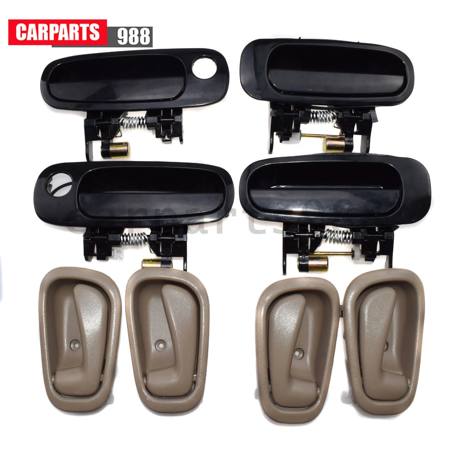Black Outside +Beige Inside Door HandleFront Rear for 98-02 Toyota Corolla Prizm 6B93BC-57