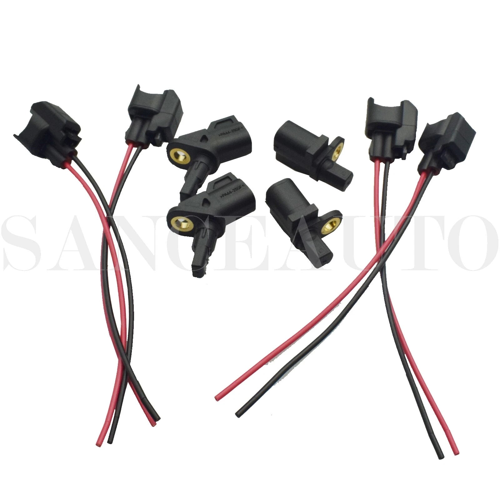4pc ABS Wheel Speed Sensor W/ Connector Front Rear For Ford Jaguar Lincoln Volvo 6B93BC-57