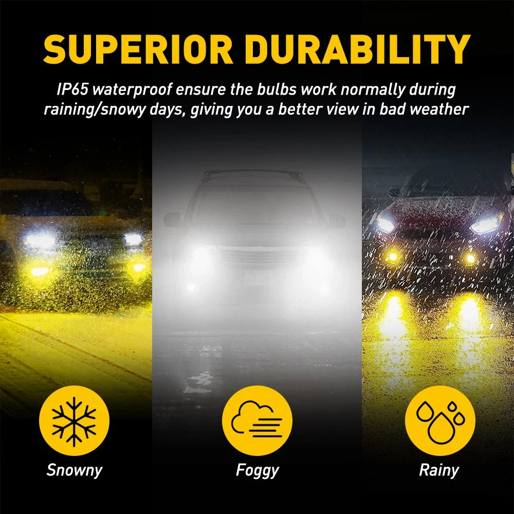 2X Dual Color H8 H11 LED Headlight Fog Light Bulbs White/Amber Driving DRL Lamp 6B93BC-57
