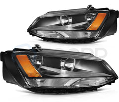 ECCPP Headlights Assembly For Volkswagen Jetta 2011-2018 Pair Kit Black Amber 6B93BC-57