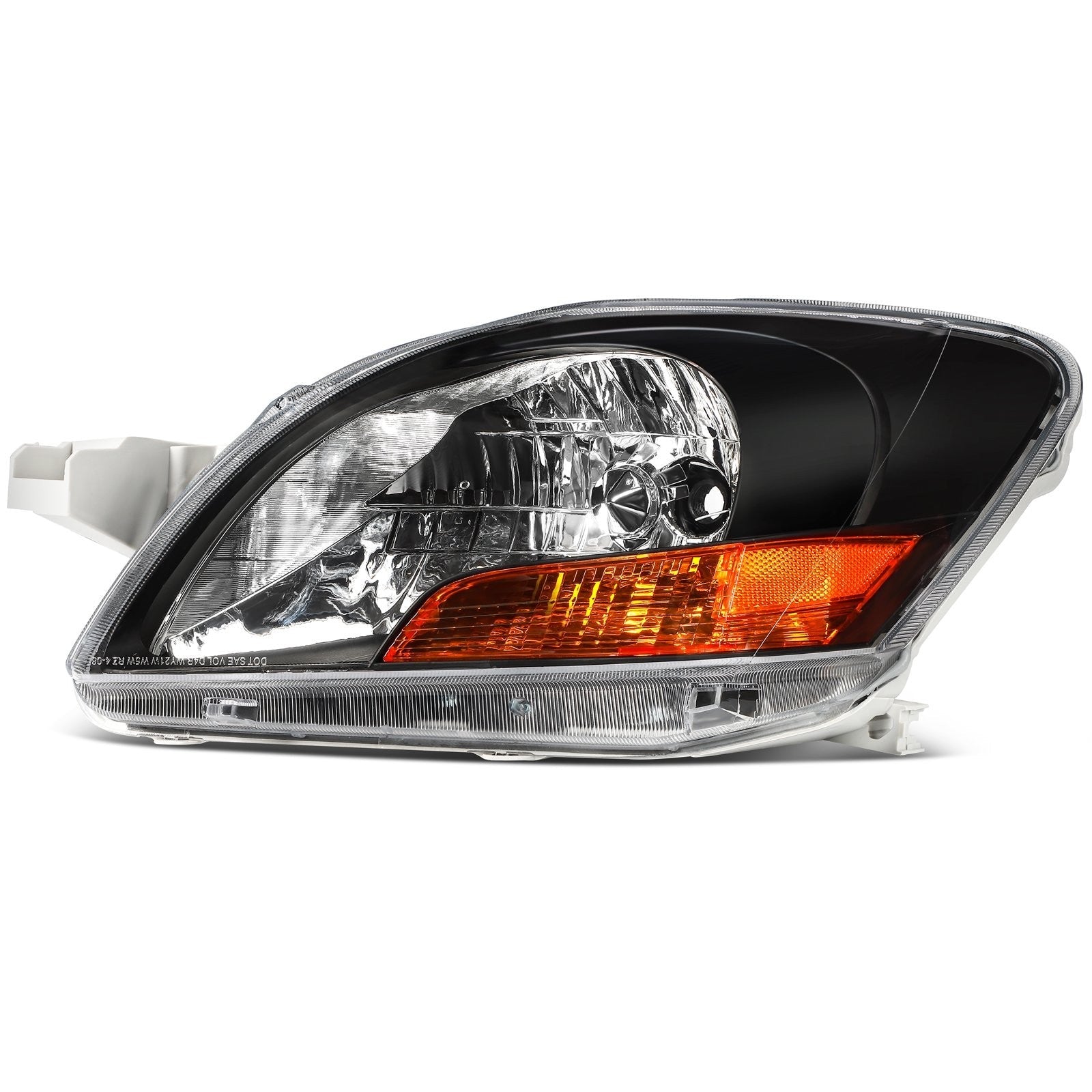 Pair Kit Halogen Headlights Assembly For 2007-2011 Toyota Yaris 1.5L Black Amber 6B93BC-57
