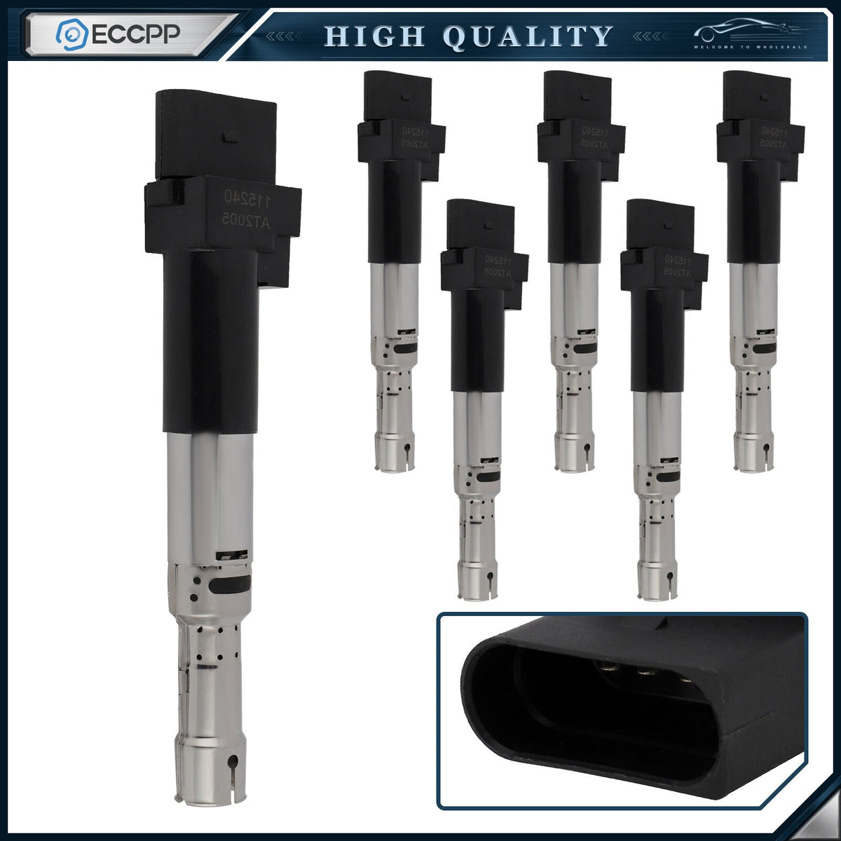 ECCPP 6 Ignition Coils For 2002 2003 2004 2005 VW Golf Jetta V6 2.8L 022905100A KOEEP