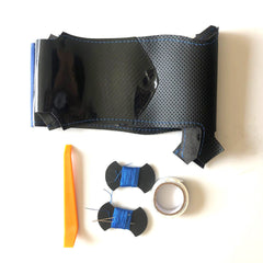 5D Carbon Fiber&Hole Leather Steering Wheel Hand Sewing Wrap Cover For VW Golf 6