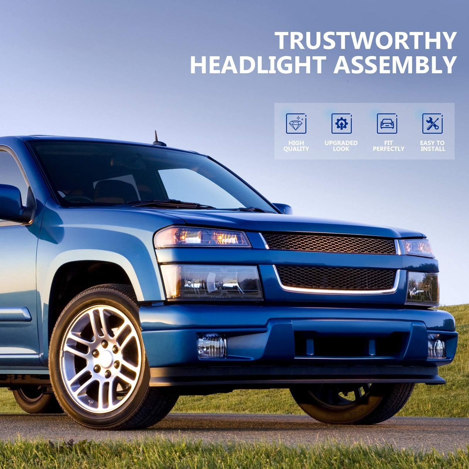 ECCPP Headlights Assembly For Chevrolet Colorado GMC Canyon 2004-2012 Pair Black 6B93BC-57