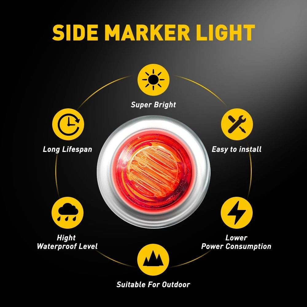 40X 3/4" Amber Red Side LED Marker Light With Base Stailness for Truck Trailer 6B93BC-57