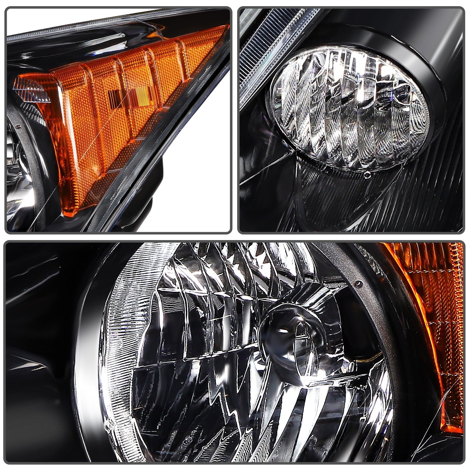ECCPP Headlights Assembly For Honda CR-V CRV 2.4L 2007-2011 Pair Kit Black Amber 6B93BC-57