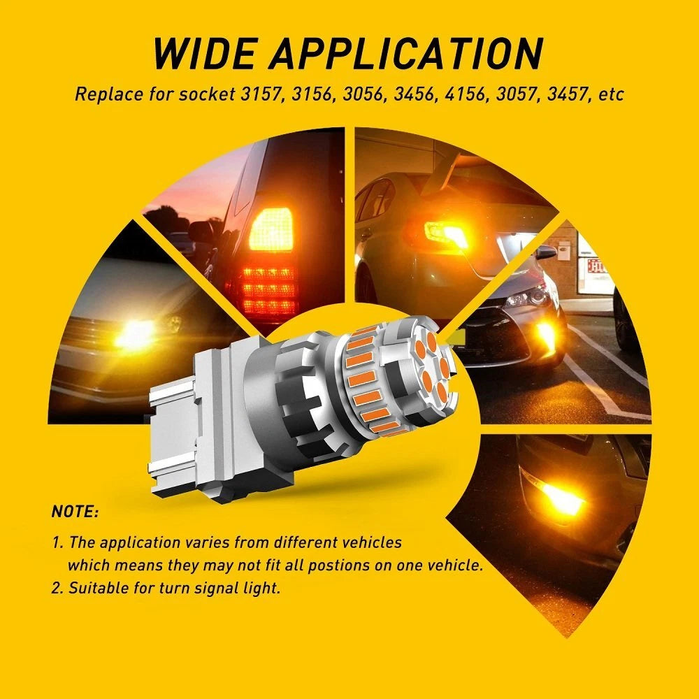 2x AUXITO Yellow Amber 3157 LED Turn Signal Parking Light Blinker Corner Bulb EA AUXITO