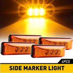 4x Amber 3 LED Side Marker Clearance Lights Waterproof for Trailer Truck RV EOA 6B93BC-57