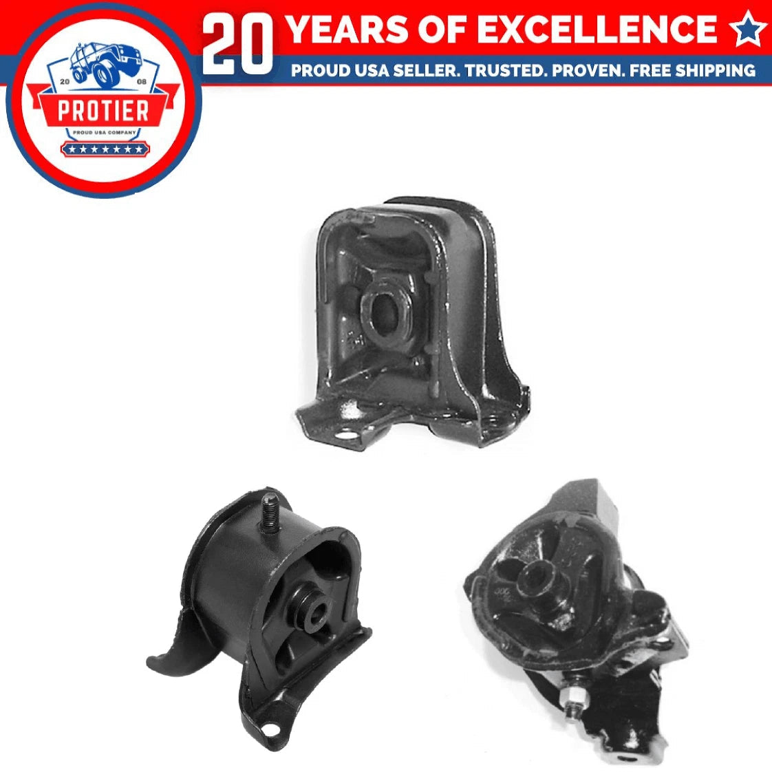 Motor & Trans Mount 3PCS Set Fit 92-96 Honda Prelude 2.2/2.3L for Manual Trans 6B93BC-57