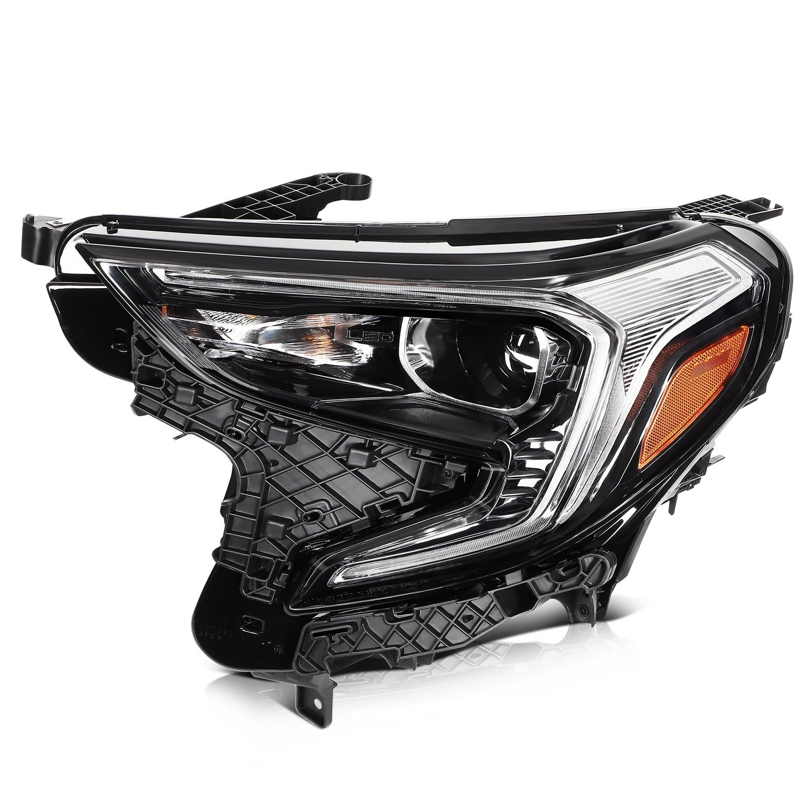 Pair Kit HID Headlights Assembly For 2018-2021 GMC Terrain Black Amber 6B93BC-57