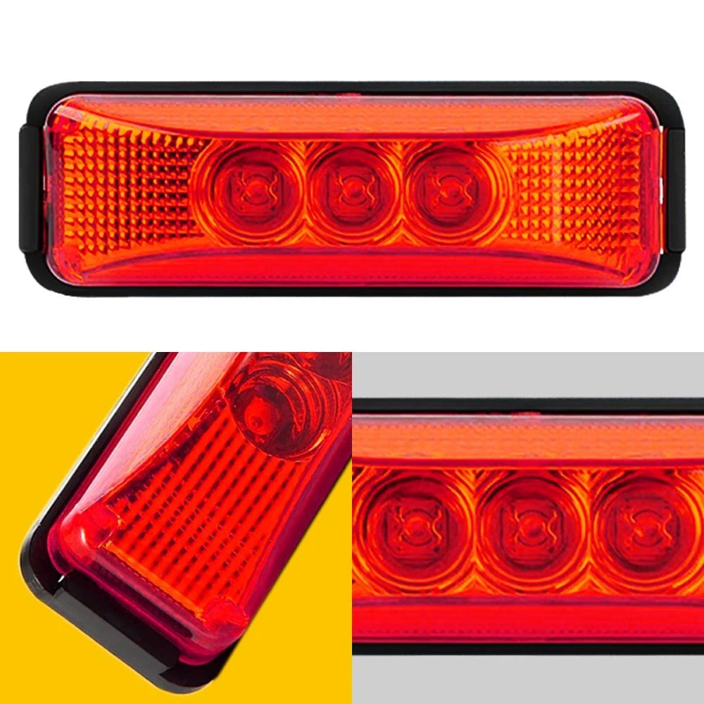 4x 3LED Side Marker Lights Amber+Red Clearance Light Waterproof Trailer Truck RV 6B93BC-57