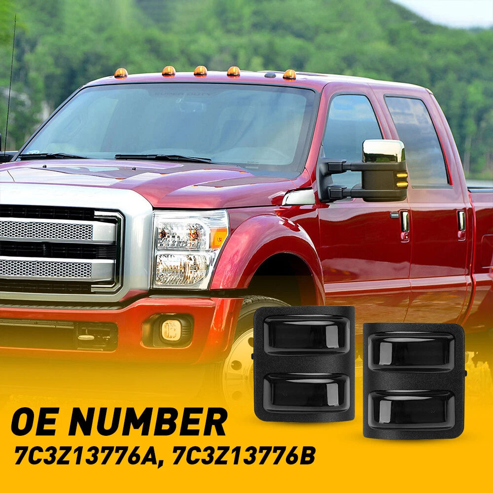 Smoke Side Mirror Amber LED Signal Light For 2008-2016 Ford F250 F350 Super Duty 6B93BC-57